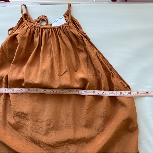 Witchery Women’s Top Bronze Orange Rust Tie Neck Trapeze & Swing Size S 10 - Picture 10 of 11
